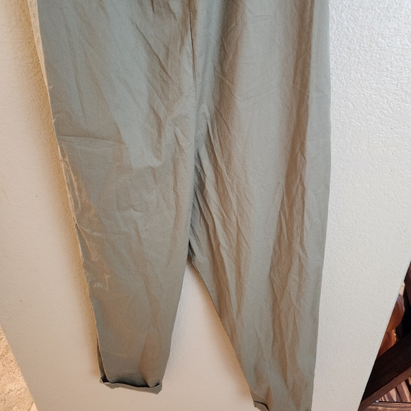 HATCH Maternity Frankie Green Sleeveless Wide Leg Ruffle Jumpsuit - Picture 12 of 13